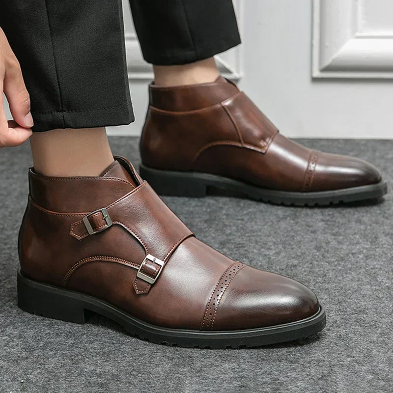 Darell | Leather Double Monk Strap Boots