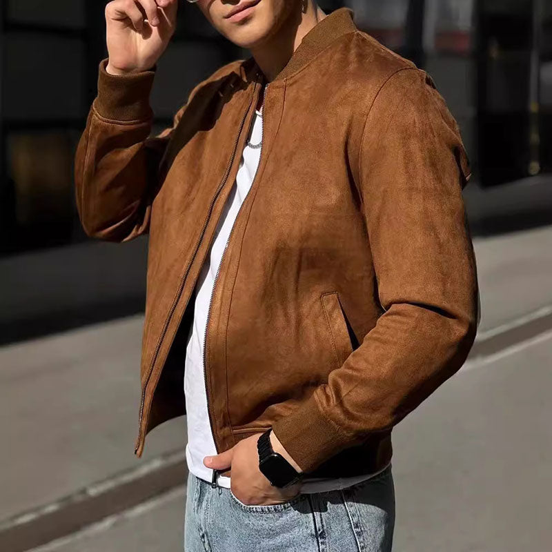 Marc Romano Suede Bomber Jacket