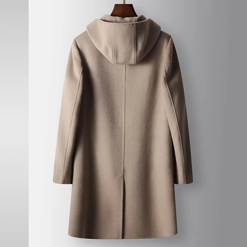 Luciano Hooded Wool Overcoat