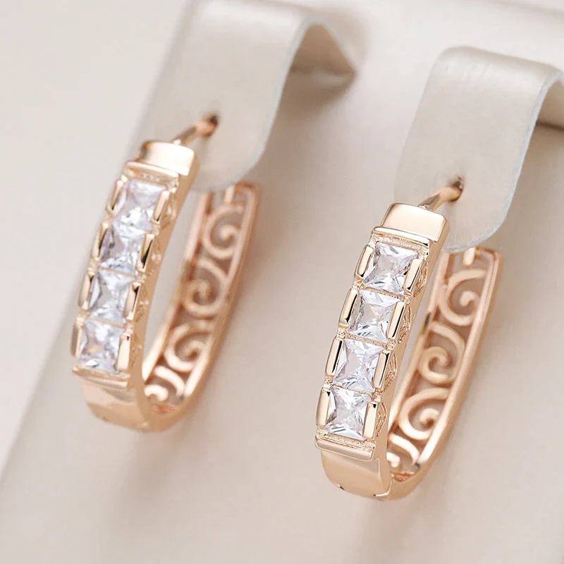 Elegant Inlay Zirconia Earrings