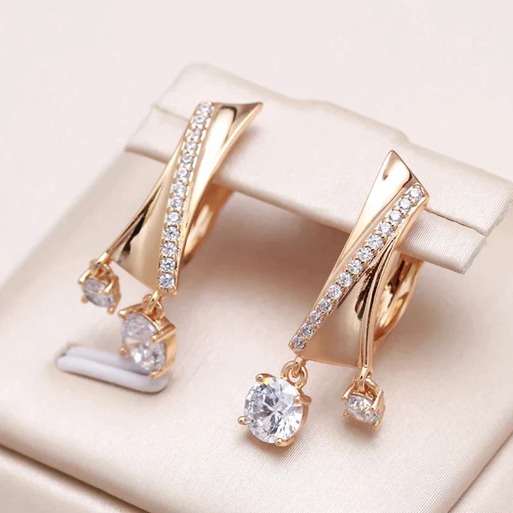 Irregular Elegant Zirconia Earrings in Gold