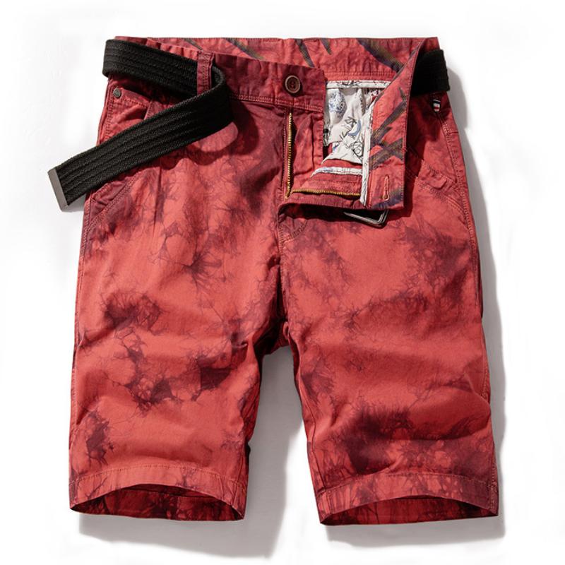 Men's Stylish Graffiti Cotton Straight Cargo Shorts (Belt Excluded) 31214418M