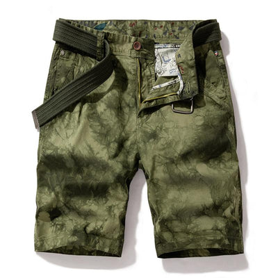 Men's Stylish Graffiti Cotton Straight Cargo Shorts (Belt Excluded) 31214418M