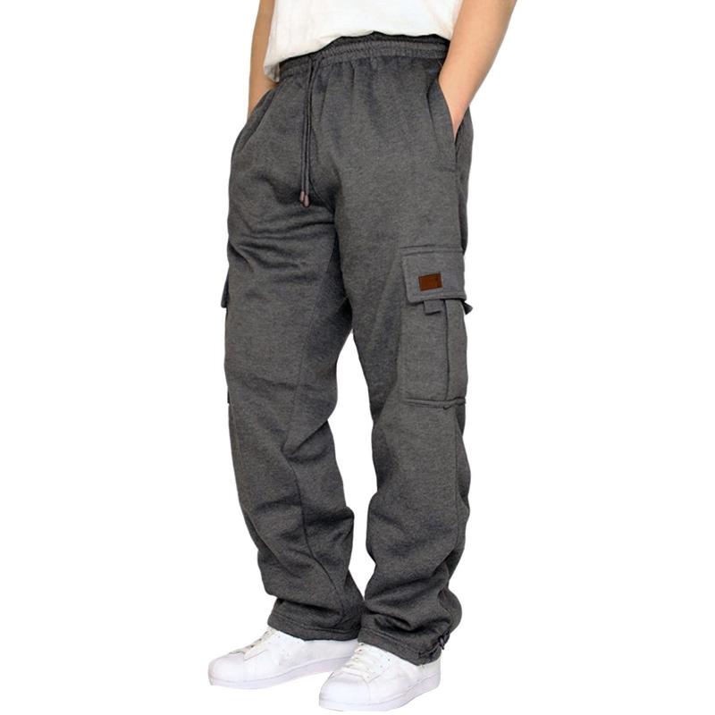 Men's Casual Elastic Waist Drawstring Multi-Pocket Loose Sports Pants 84805947M