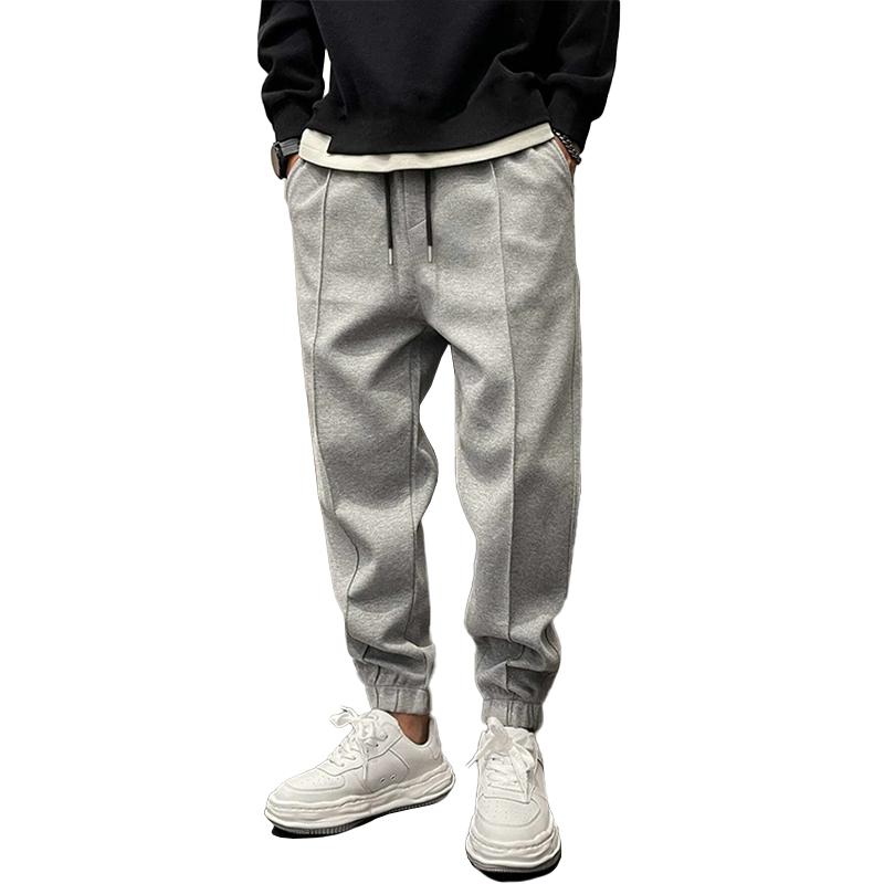 Men's Solid Plush Loose Elastic Waist Casual Sports Pants 03497832Z