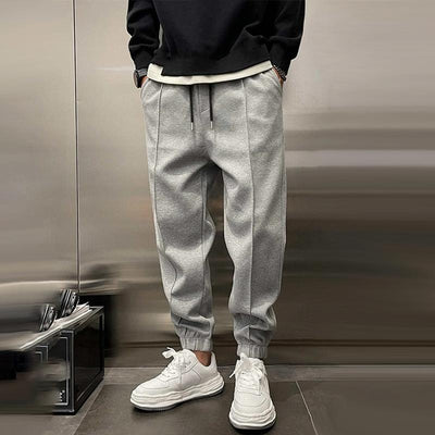 Men's Solid Plush Loose Elastic Waist Casual Sports Pants 03497832Z