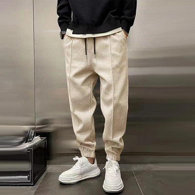 Men's Solid Plush Loose Elastic Waist Casual Sports Pants 03497832Z